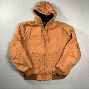 Walls Blizzard Pruf Jacket Mens 2XL Brown Hooded Workwear Insulated Canvas Zip